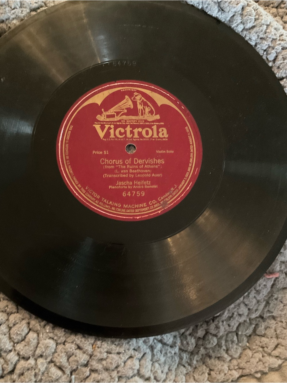 Rare 78 record Victrola brand one sided 1918